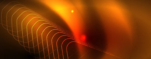 Néon rayonnant lignes techno, salut-tech futuriste modèle de fond abstrait, vecteur — Image vectorielle