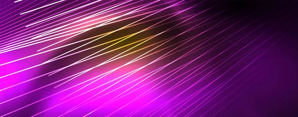 Блестящий неоновый свет с линиями, абстрактные обои, блестящее движение, волшебный космический свет. Технический абстрактный фон — стоковый вектор