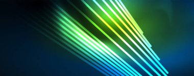 Neon mavi parlak çizgiler, sihirli enerji alanı ışık kavramı, arka plan duvar kağıdı tasarımı