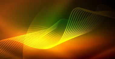 Koyu, parlak hareket, sihirli alan ışık parlayan soyut dalga. Techno arka plan