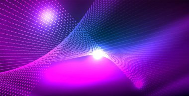 Dalgalar ile renkli neon ışıklar soyut arka plan