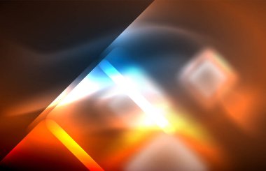 Neon parlayan techno hatları, yüksek teknoloji fütüristik arka plan şablonu kare şekilleri ile