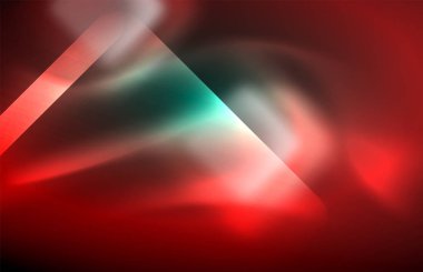 Bulanık efektler ile koyu arka planda Neon kare ve hat ışıkları