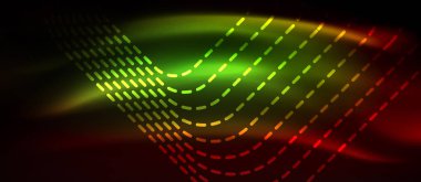 Neon parlayan techno hatları, yüksek teknoloji fütüristik arka plan şablonu kare şekilleri ile