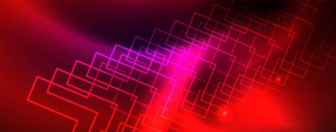 Parlak parlayan tasarım arka plan, Neon tarzı hatları, teknoloji kavramı, vektör