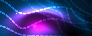 Mavi Neon renkli ışık arka planda pürüzsüz dalga hatları. Karanlık, parlak hareket, sihirli uzay ışık üzerinde parlayan soyut dalga