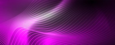 Neon vektör dalga hatları soyut arka plan, sihirli futuristik techno tasarım