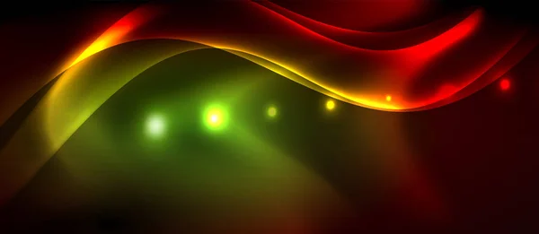 Neón líneas de onda de color fondo abstracto, luz futurista techno magia — Archivo Imágenes Vectoriales