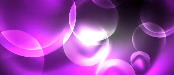 Luz de color neón brillante con círculos fondo abstracto — Vector de stock