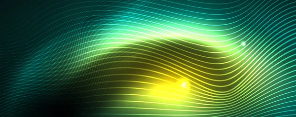 Glänzende Neon-Vektorwellenlinie abstrakter Hintergrund, Bewegungskonzept — Stockvektor