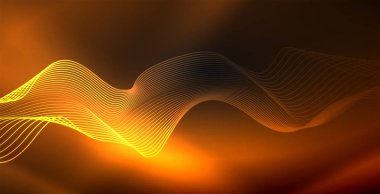 Koyu, parlak hareket, sihirli alan ışık parlayan soyut dalga. Techno arka plan