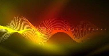 Koyu, parlak hareket, sihirli alan ışık parlayan soyut dalga. Techno arka plan