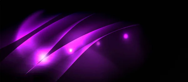 Темный фон с неоновыми цветовыми волнами, векторный шаблон — стоковый вектор