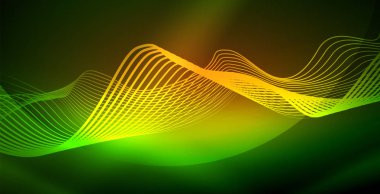 Koyu, parlak hareket, sihirli alan ışık parlayan soyut dalga. Techno arka plan