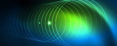 Neon parlayan techno hatları, Hi-Tech futuristik soyut arka plan şablonu, vektör