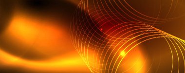 Neon parlayan techno hatları, Hi-Tech futuristik soyut arka plan şablonu, vektör