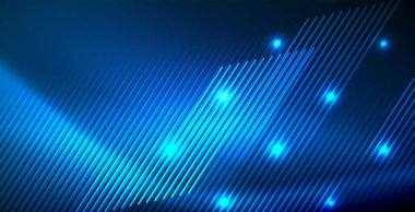 Neon parlayan techno hatları, mavi Hi-Tech futuristik soyut arka plan ışık ile şablon