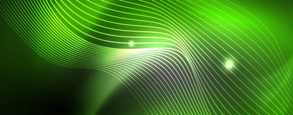Neon vektor hullám vonalak absztrakt háttér, Magic futurisztikus techno-tervezés — Stock Vector