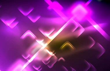 Siyah Neon parlak ışık hatları, techno modern şablon