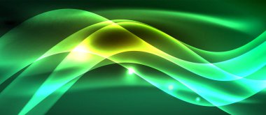 Neon parlak ışık parlayan dalga hatları