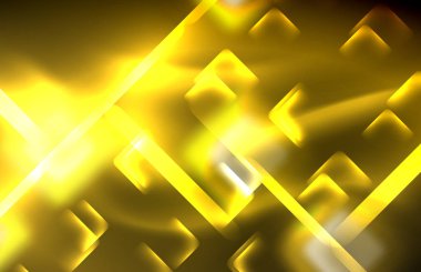 Siyah Neon parlak ışık hatları, techno modern şablon