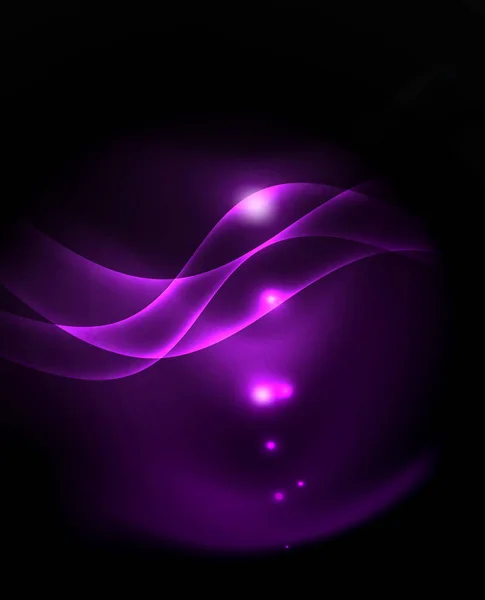 Neon renk dalgaları ile koyu arka plan, vektör şablonu — Stok Vektör