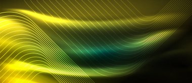 Neon parlayan elemanları, parlak hareket konsepti ile koyu arka plan