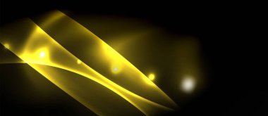 Neon renk dalgaları ile koyu arka plan, vektör şablonu