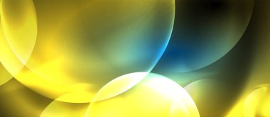 Mavi Neon kabarcıklar ve daireler soyut arka plan, futuristik büyü techno tasarım