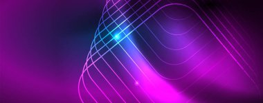 Neon parlayan techno hatları, Hi-Tech futuristik soyut arka plan şablonu, vektör