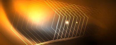 Parlak neon techno şablonu. Neon hatları arka plan, 80s tarzı lazer ışınları