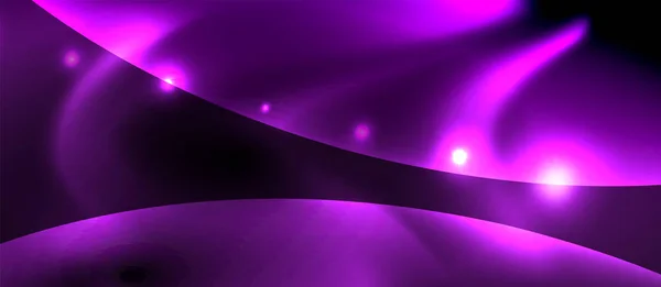 Mörk bakgrund med neonfärgade vågor, vektormall — Stock vektor