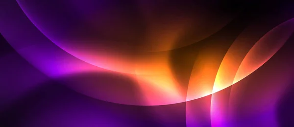 円抽象的な背景を持つ光沢のあるネオンカラーライト — ストックベクタ