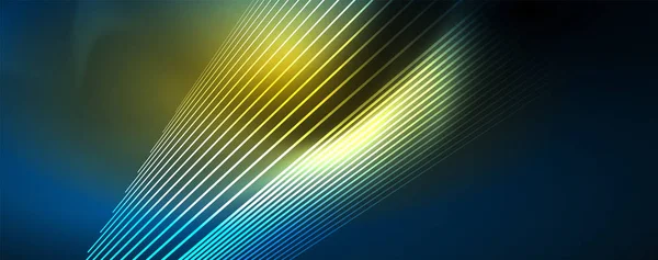 Neon blå glödande linjer, magiska energi utrymme lätta koncept, abstrakt bakgrund tapeter design — Stock vektor
