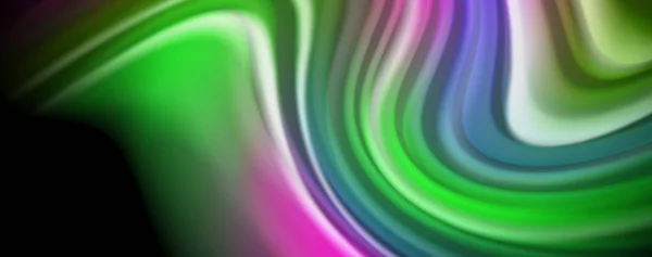 Nowoczesny kolor tęczowy płynny przepływ kolorowy plakat. Wave Liquid kształt w czarnym kolorze tła. Kompozycja abstrakcyjna — Wektor stockowy