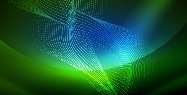 Koyu, parlak hareket, sihirli alan ışık parlayan soyut dalga. Techno arka plan