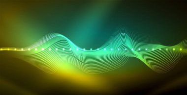 Koyu, parlak hareket, sihirli alan ışık parlayan soyut dalga. Techno arka plan