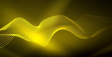 Koyu, parlak hareket, sihirli alan ışık parlayan soyut dalga. Techno arka plan