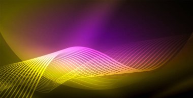 Koyu, parlak hareket, sihirli alan ışık parlayan soyut dalga. Techno arka plan