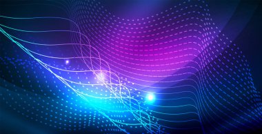 Dalgalar ile renkli neon ışıklar soyut arka plan