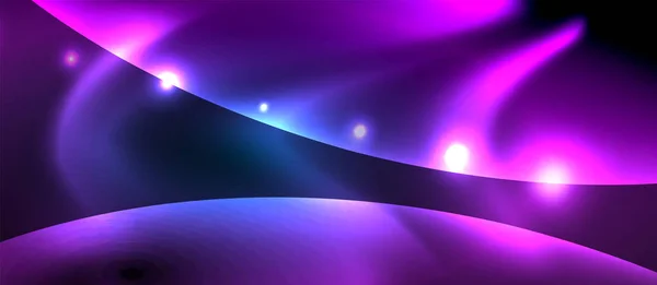 Linee luminose al neon, concetto di luce spazio energia magica, disegno astratto sfondo carta da parati — Vettoriale Stock