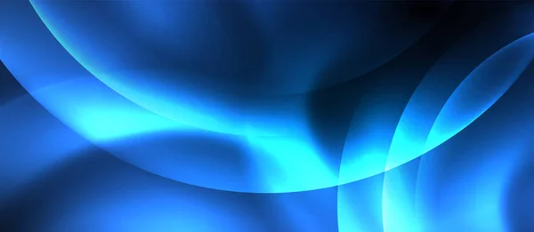 Blauwe neon bubbels en cirkels abstracte achtergrond, futuristische Magic Techno Design — Stockvector