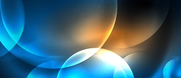 Bolhas de néon azul e círculos fundo abstrato, design techno mágica futurista — Vetor de Stock