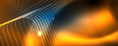 Neon parlayan techno hatları, Hi-Tech futuristik soyut arka plan şablonu, vektör