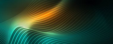 Parlak neon vektör dalga çizgi soyut arka plan, hareket kavramı