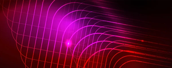 Neon glühende Techno-Linien, Hi-Tech futuristische abstrakte Hintergrundvorlage, Vektor — Stockvektor