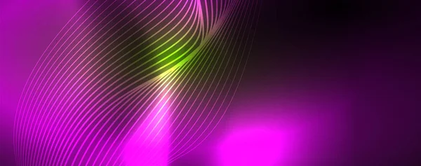 Luminoso neon vettore linea d'onda sfondo astratto, concetto di movimento — Vettoriale Stock