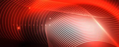 Parlak Neon ışıklar, bulanık sihirli Neon ışık kavisli hatları ile koyu soyut arka plan