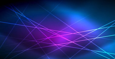 Neon parlayan techno hatları, mavi Hi-Tech futuristik soyut arka plan ışık ile şablon