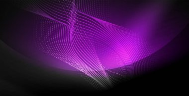 Koyu, parlak hareket, sihirli alan ışık parlayan soyut dalga. Techno arka plan